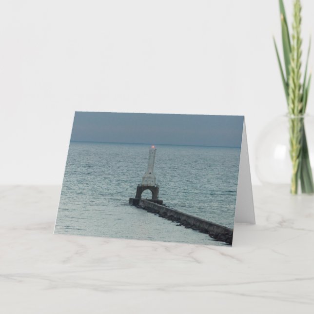 Port Washington Breakwater Light Greeting Card Kort (Framsida)
