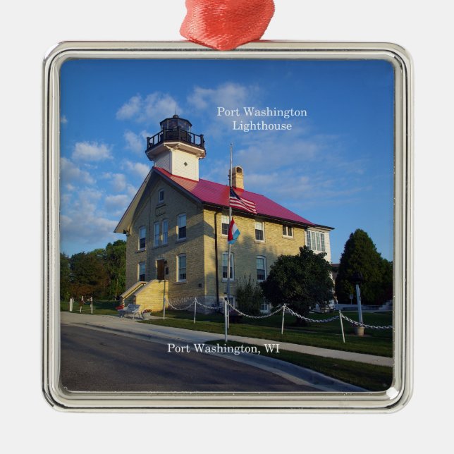 Port Washington Lighthouse-prydnad Julgransprydnad Metall (Framsidan)