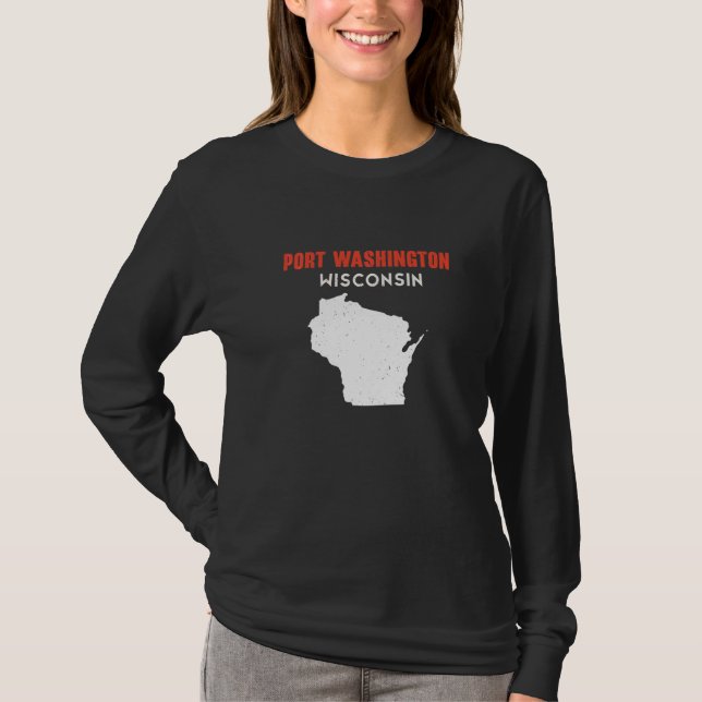 Port Washington USA State America Travel Montanan  T Shirt (Framsida)