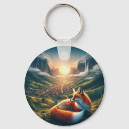 Porta-chaves, raposa vermelha de dia e de noite nyckelring