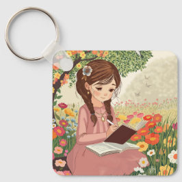 Porta-chaves Uma jovem de cabelos trançados Nyckelring