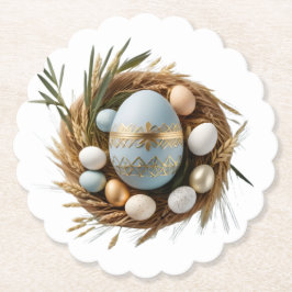 Porta Copos Bordas Onduladas Luz da Páscoa Underlägg Papper