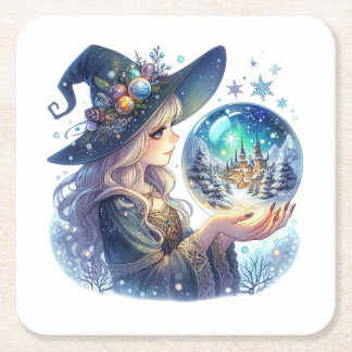 Porta Copos (Coaster) Bruxa Natalina Underlägg Papper Kvadrat