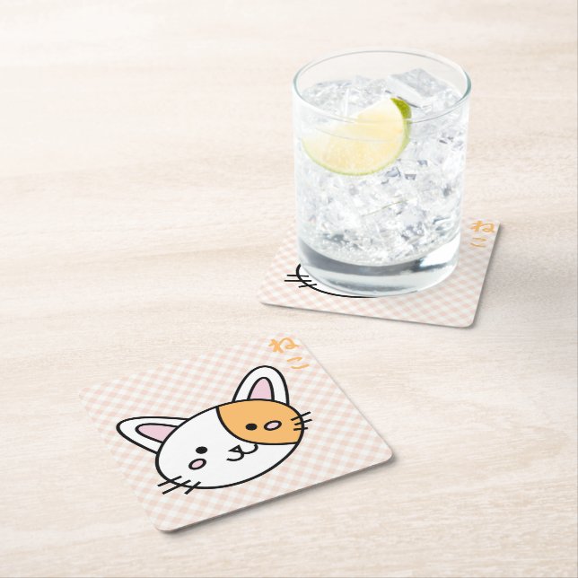 Porta copos gatinho laranja underlägg papper kvadrat (Insitu)