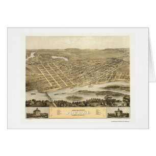 Portage panorama- karta för WI - 1868 Hälsningskort