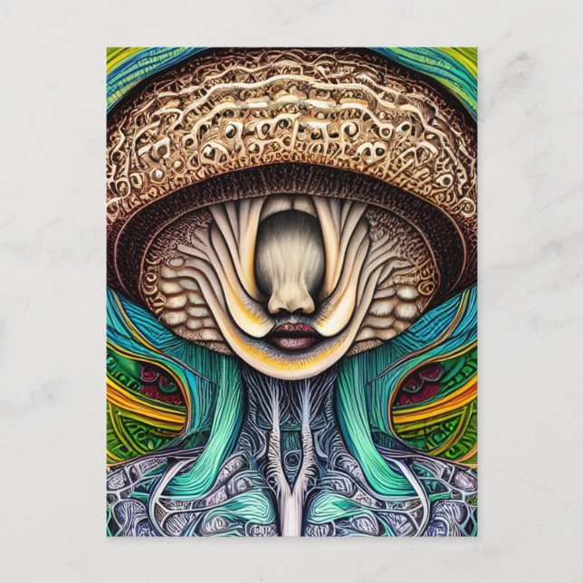 Portait of a Mushroom with Human Features Vykort (Framsida)