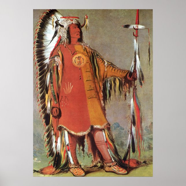 Portait of Indian Chief Mato-Tope by George Catlin Poster (Framsidan)