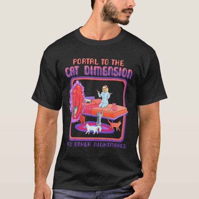 Portal till Kat Dimension-munnen Kitten Älskare T Shirt (Framsida)