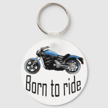 Porte-clé "Born to ride", moto bleue