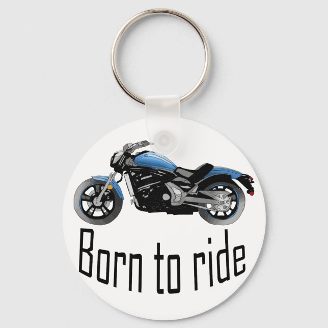 Porte-clé "Born to ride", moto bleue Nyckelring (Framsida)