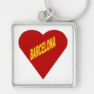 Porte-clé carré Premium BARCELONA Fyrkantig Silverfärgad Nyckelring