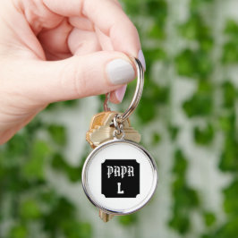 Porte-clé Cercle Premium Papa – Monogramme Rund Silverfärgad Nyckelring