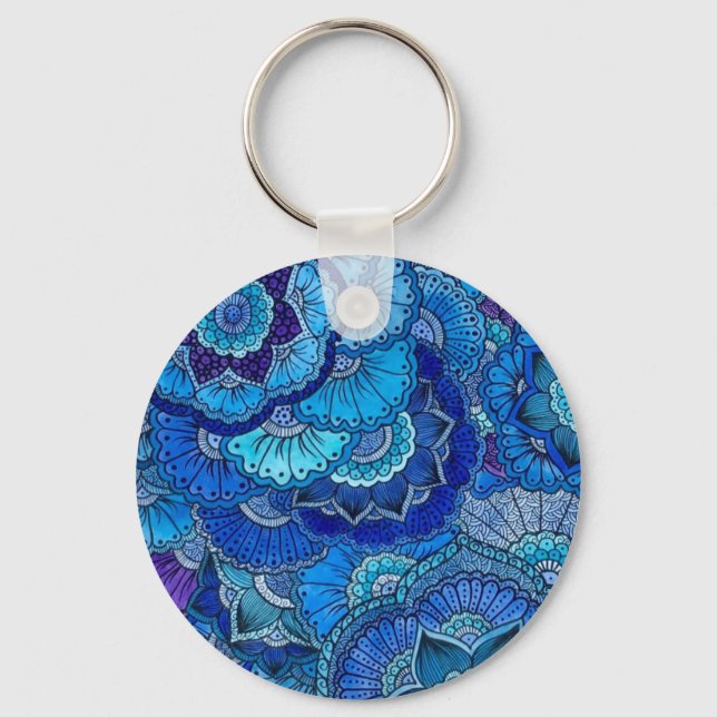 porte clé motif mehndi mandala bleu nyckelring (Framsida)