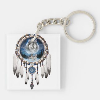 porte clef acrylique dreamcatcher loup couleur