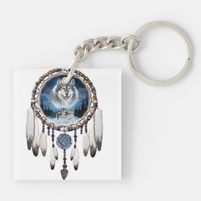 porte clef acrylique dreamcatcher loup couleur (Baksidan)