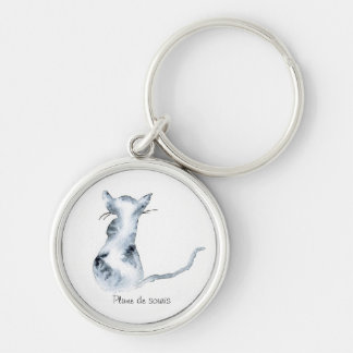 Porte clef chaquarelle rund silverfärgad nyckelring