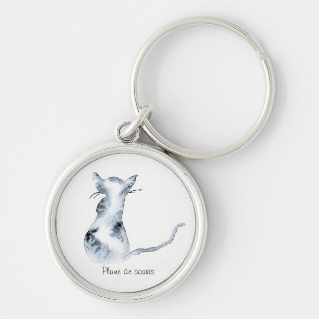 Porte clef chaquarelle rund silverfärgad nyckelring (Framsidan)