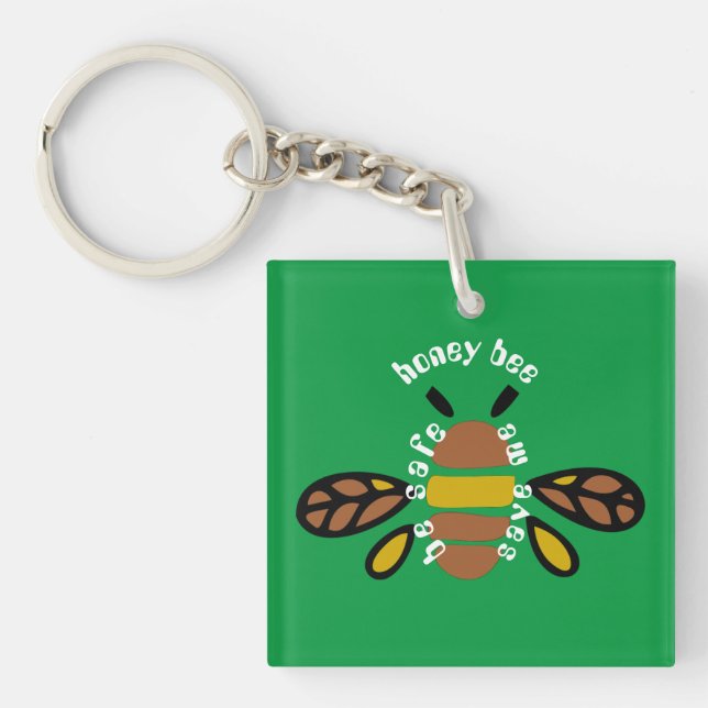 Porte-clefs Honey bee acrylique - carré vert (Framsidan)