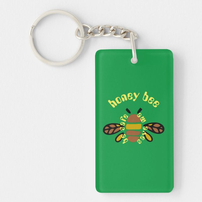 Porte-clefs Honey bee acrylique - rectangle vert Nyckelring (Framsidan)