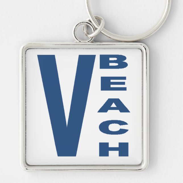 Porte-clés carré Premium VIRGINIA BEACH Fyrkantig Silverfärgad Nyckelring (Framsidan)