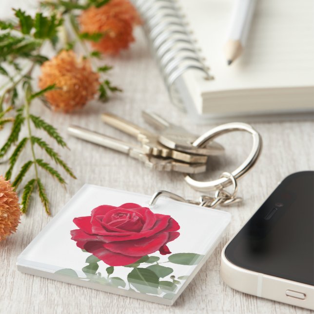 Porte-clés Cartes De Visite  Rose rouge peinture (Högra Framsidan)