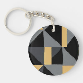 Porte-Clés en Acrylique – Géométrie Noir et Or