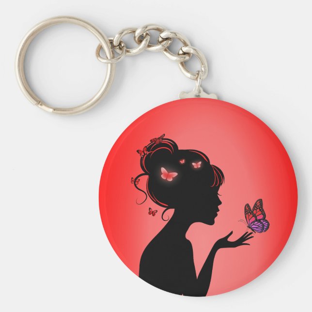 Porte-clés La femme papillons rouges Nyckelring (Framsidan)