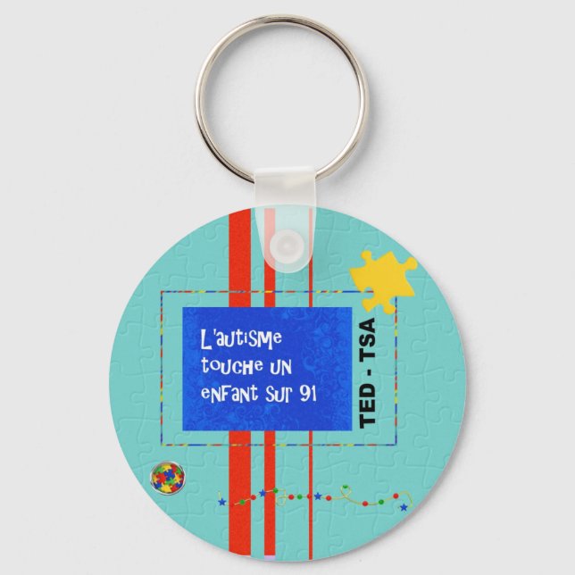 porte-clés L'autisme touche un enfant sur 91 Nyckelring (Framsida)