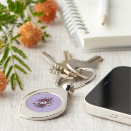 Porte-Clés Métal Bouquet de Violettes Swirl Silverfärgad Nyckelring