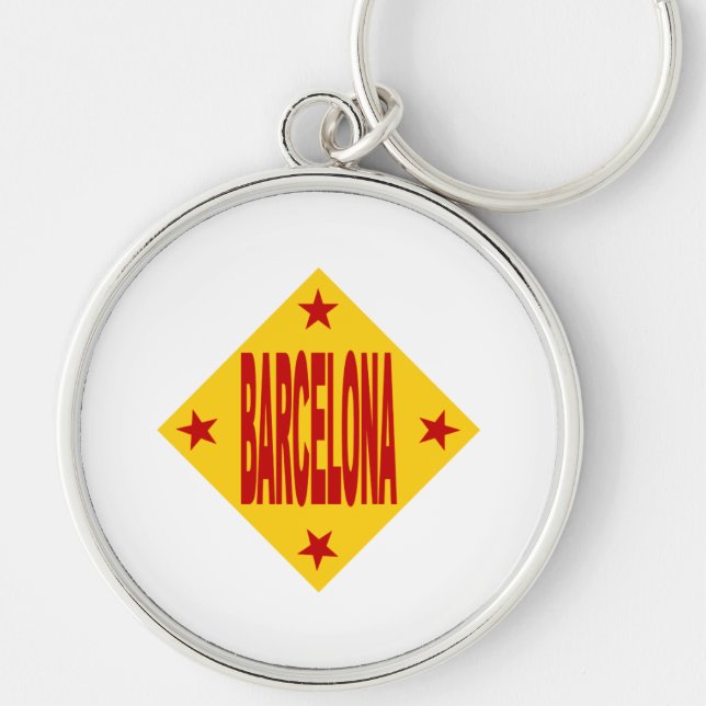 Porte-clés rond Premium BARCELONA Rund Silverfärgad Nyckelring (Framsidan)