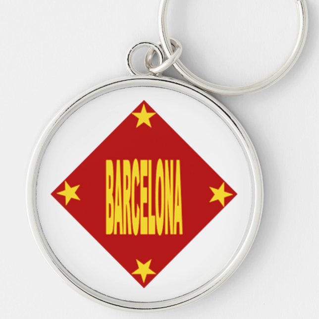 Porte-clés rond Premium Design BARCELONA Rund Silverfärgad Nyckelring (Framsidan)