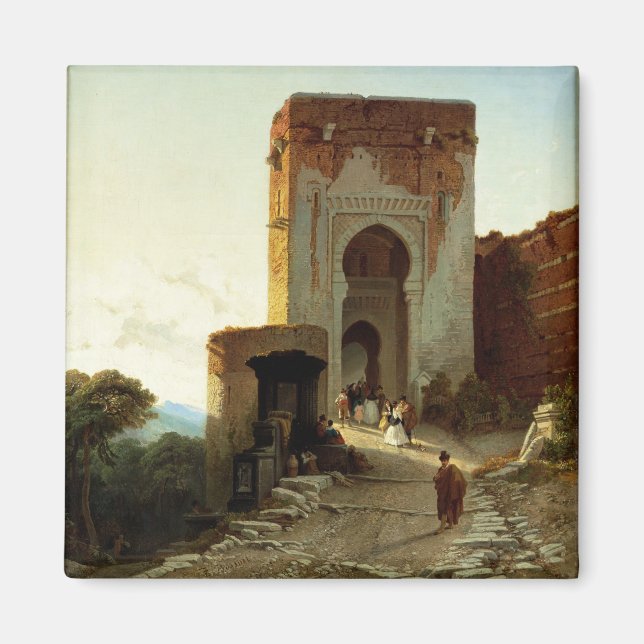 Porte de Justice, Alhambra, Granada (olja på canva Magnet (Framsidan)