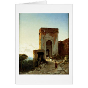 Porte de Rättvisa, Alhambra, Granada (olja på Hälsningskort