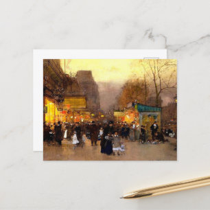 Porte Saint Martin vid jultid i Paris Helg Vykort