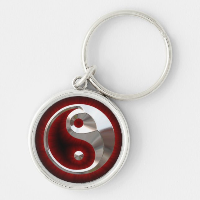 porteclés le som ying et le yang rund silverfärgad nyckelring (Framsidan)
