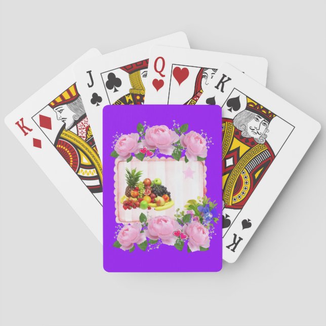 Porten Card Deck Lila Rosa ros Fruit Casinokort (Baksidan)