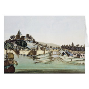 Porten och townen av Malacca, Malaysia, illustrati Hälsningskort