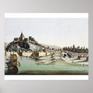 Porten och townen av Malacca, Malaysia, illustrati Poster