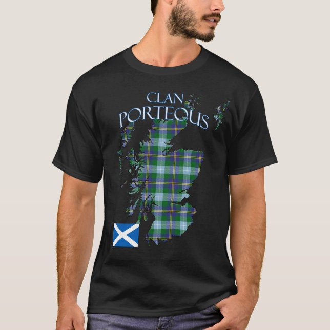 Porteous Scottish Klan Tartan Scotland T Shirt (Framsida)