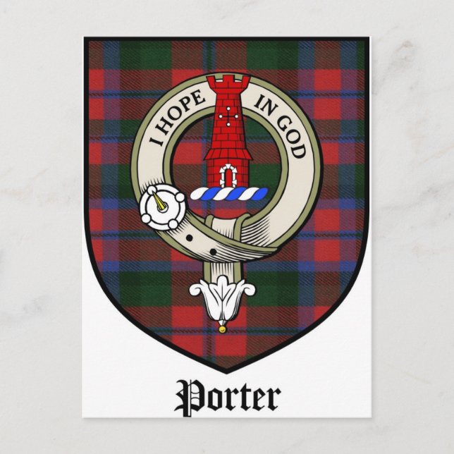 Porter Klan Vapensköld Badge Tartan Vykort (Framsida)