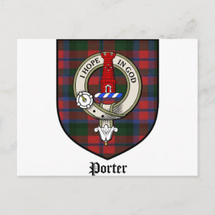 Porter Klan Vapensköld Badge Tartan Vykort