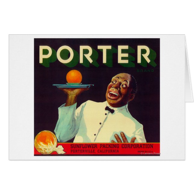 Porter Orange LabelPorterville, CA Hälsningskort (Framsidan Horizontal)