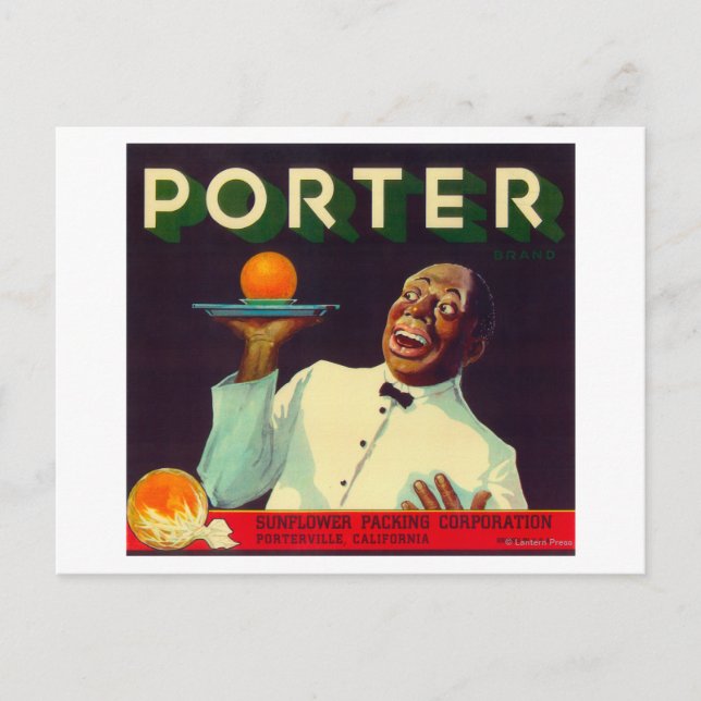Porter Orange LabelPorterville, CA Vykort (Framsida)