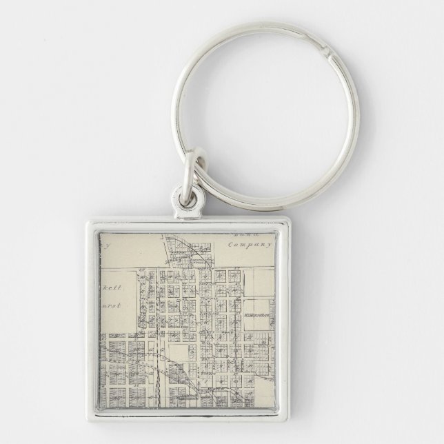 Porterville Fyrkantig Silverfärgad Nyckelring (Framsidan)