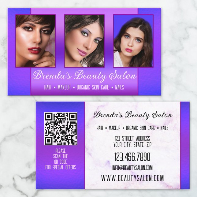 Portfolio Blue Lila Beauty Professionell Visitkort (Skapare uppladdad)
