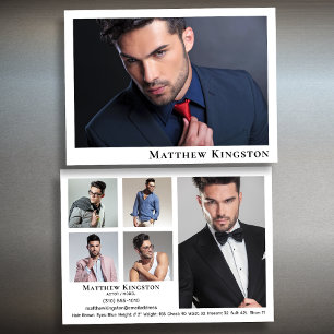 Portföljmall för fotoZed-kort för Actor-modell 6 Inbjudningar
