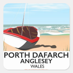 Porth Dafarch, Anglesey vintage reseaffisch Fyrkantigt Klistermärke