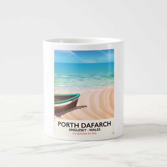 Porth Dafarch, Anglesey Welsh-stranden poster Jumbo Mugg (Framsidan)