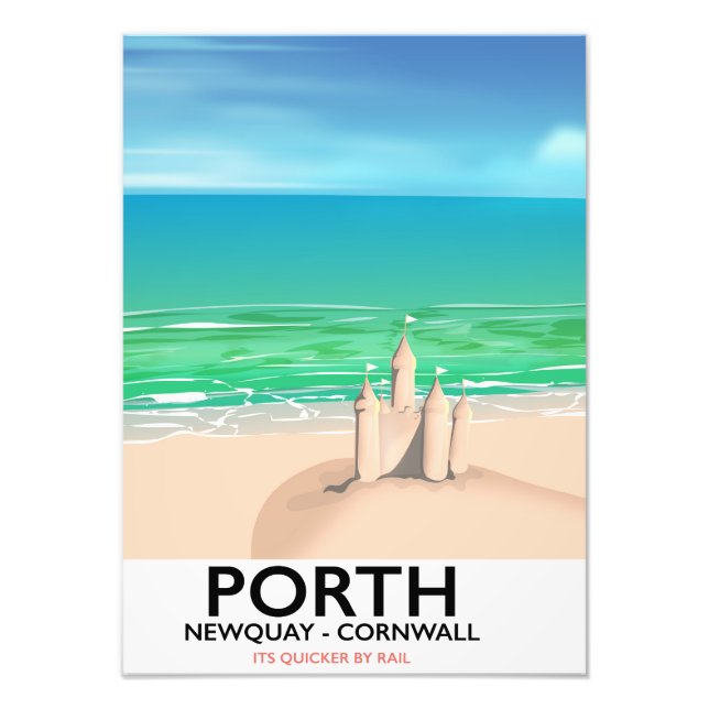 Porth Newquay Sandcastle-reseutskrift Fototryck (Framsidan)