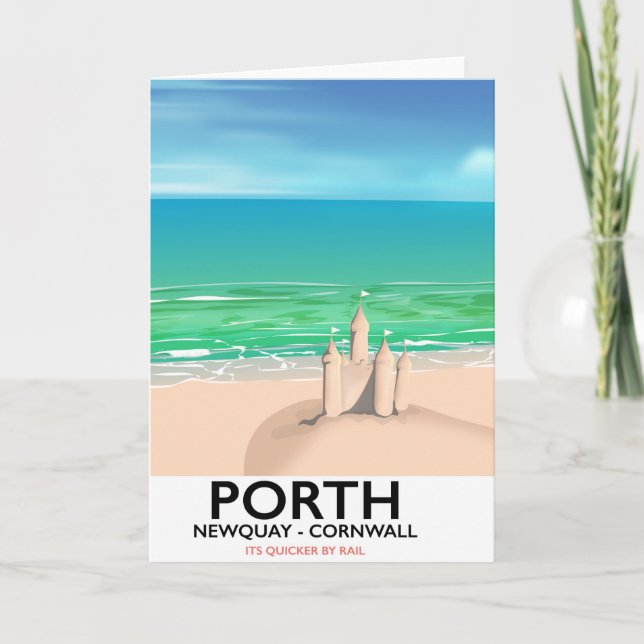 Porth Newquay Sandcastle-reseutskrift Helgkort (Framsida)